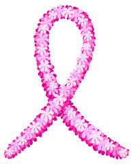 Flower shape style pink ribbon. Breast cancer awareness month. Fight symbol vector illustration.