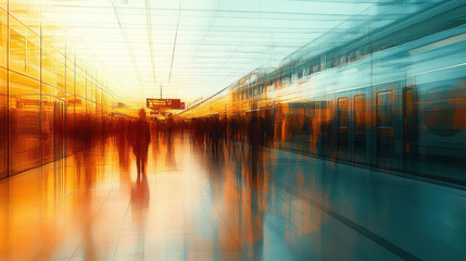 Airport, Train station, non-place, Relativistic time, Multiple exposure