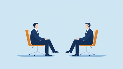 Negotiation between two CEOs, formal setting, flat design illustration