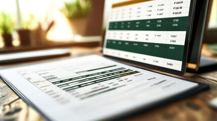 Obraz premium Closeup of analyzed graphs and charts with pen in office