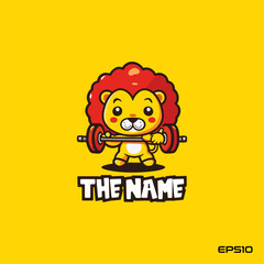 Fitness lion logo, vector, mascot, character, cartoon, illustration, eps10