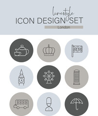 Linestyle Icon Design Set London
