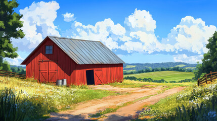 Obraz premium Red Barn Countryside.