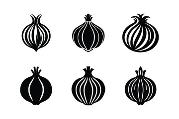 Onion icons set vector illustration. Silhouette vector design of an onion white background