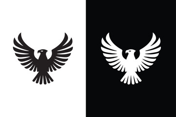 Powerful Eagle Icon. Elegant Black and White Vector Design