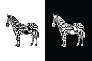 Black Zebra Silhouette Logo. Stylish Animal Illustration Template