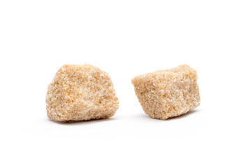 brown sugar cubes isolated on white background