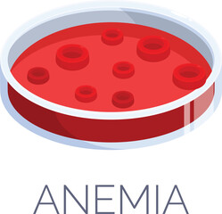 Laboratory glassware containing blood sample, for scientific analysis and diagnosis of anemia