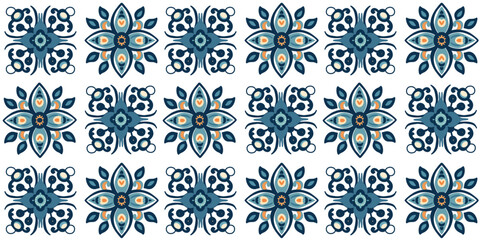 blue tiles azulejo seamless pattern for wallpaper