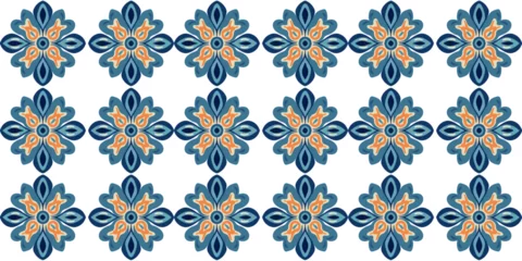 Gardinen Barock Floral ornament hand drawn seamless blue geometric tile pattern surface design, tiles,  © Tetiana Kasatkina