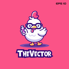 Scientist chicken logo, vector, mascot, character, cartoon, illustration, eps10