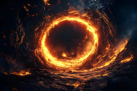 Burning Ring of Fire Volcanic Eruption Landscape