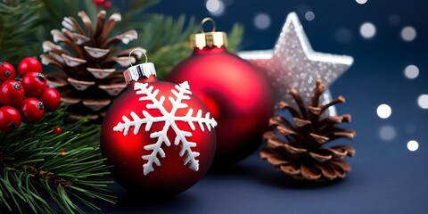 Enchanting Christmas Background with Festive Decorations, Snowflakes, and Twinkling Lights for Holiday Celebrations