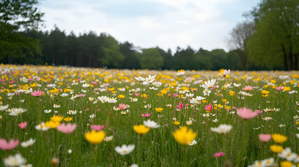 Obraz premium Colorful Wildflowers Blooming in a Meadow