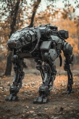 Robot dog in forest
