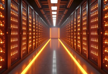 Concept of safety in a data center room with database server
