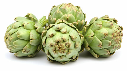 Obraz premium Fresh Green Artichokes Isolated on White Background