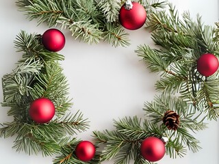 christmas background with fir branches and balls