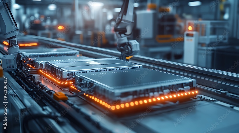 Poster automated production line with robotic arm