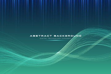 Digital Technology Concept. Abstract background a Green light. Inspiration of the Data fiber. Cyber information, Digital world, Data fiber, Network connection, Internet, Tech data, Future innovation