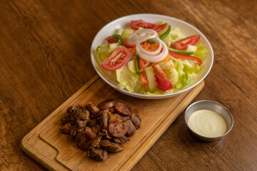 Beef rib, fried yucca, grilled meat, main dish