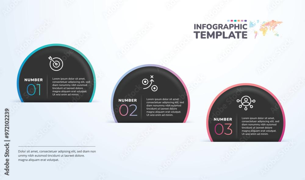 Poster timeline infographic design vector with circle and marketing icon. business concept with 3 steps or 