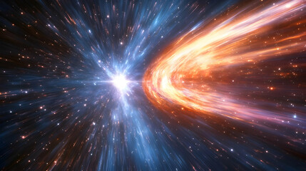 Fototapeta premium Cosmic Light Show Bright Starburst and Galaxy Spiral