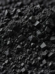 Detailed shot of crushed black charcoal powder with a hint of metallic sheen