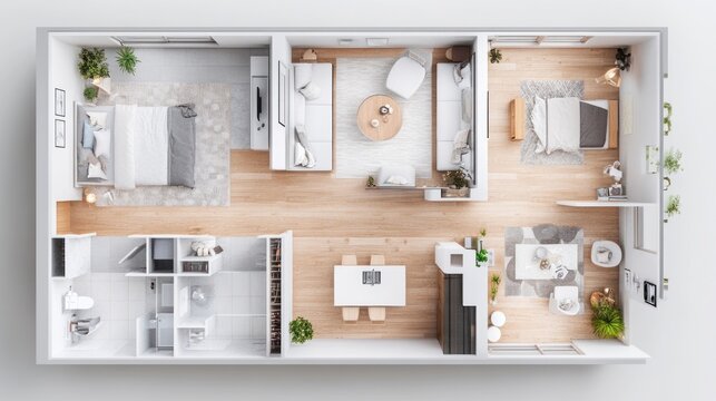 Top View of a Modern and Stylish Apartment