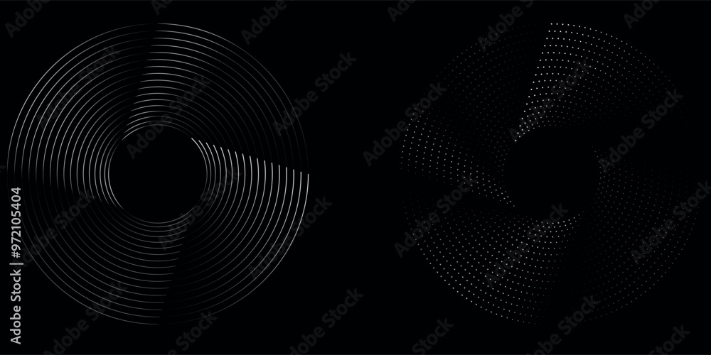 Poster halftone circular dotted frames set. circle dots texture isolated on white background. spotted spray