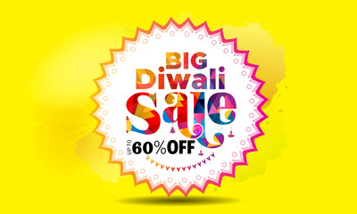Vector illustration of Big Diwali sale, offer, deal discount concept, colorful theme logo with festive vibrant background.