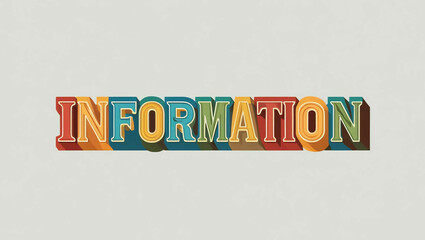 information word colorful lettering retro concept on plain white background