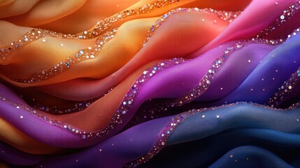 Obraz premium Macro abstract flower made of silk and gemstones sparkling in the light