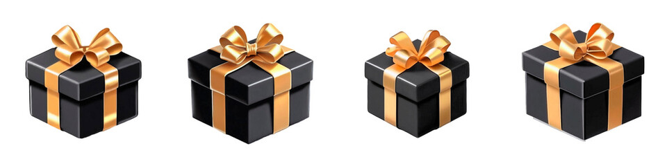 Obraz premium 3D metallic gift box simple isometry realistic icon, uniform metal, isolated on a plain background