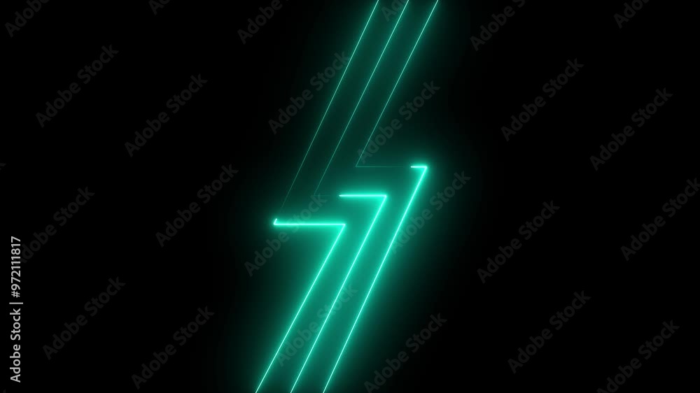 Poster abstract cyan color neon light animated on a dark background. abstraction neon lines moving up scree