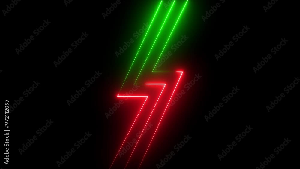 Poster abstract red and green color neon light animated on a dark background. abstraction neon lines moving