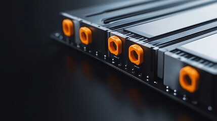 Closeup of a Black and Orange Server Unit