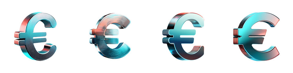 Obraz premium Minimalist 3D metallic euro sign icon set against an isolated and clean background