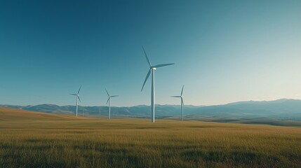 Obraz premium Wind Turbines in a Field.