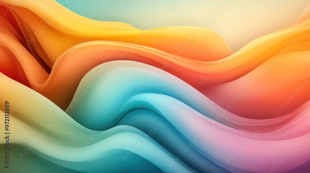 Poster a colorful abstract background with waves of different colors, ai