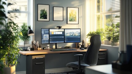 Modern Home Office with Desk and Desk Chair