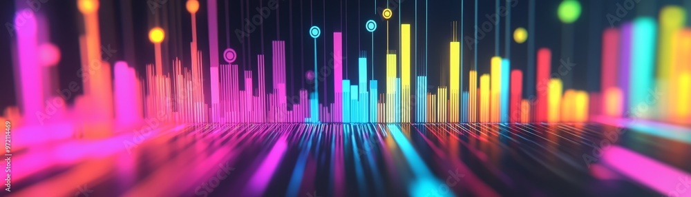 Aufkleber vibrant digital sound wave pattern with colorful bars in neon shades creating a dynamic visual effec
