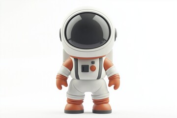 Astronaut figurine with orange accents and black visor in white spacesuit. 