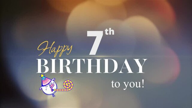 7th Happy Birthday, with gold particles Background, 7th Year Happy Birthday Wishes Greeting card, birthday card, invitation card, Celebration, party, Birthday wishes