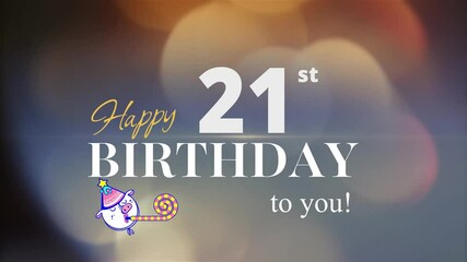 21st Happy Birthday, with gold particles Background, 21st Year Happy Birthday Wishes Greeting card, birthday card, invitation card, Celebration, party, Birthday wishes