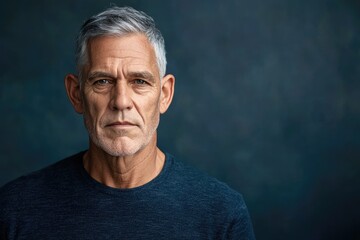 Obraz premium Serious senior man with grey hair looking at camera