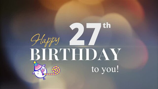27th Happy Birthday, with gold particles Background, 27th Year Happy Birthday Wishes Greeting card, birthday card, invitation card, Celebration, party, Birthday wishes