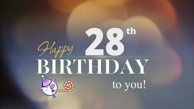 28th Happy Birthday, with gold particles Background, 28th Year Happy Birthday Wishes Greeting card, birthday card, invitation card, Celebration, party, Birthday wishes