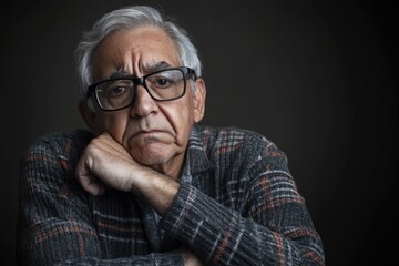 Obraz premium Hispanic senior man tired bored depressed with crossed arms.