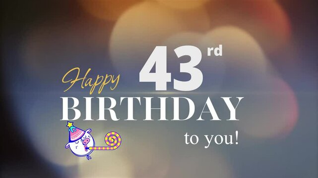 43rd Happy Birthday, with gold particles Background, 43rd Year Happy Birthday Wishes Greeting card, birthday card, invitation card, Celebration, party, Birthday wishes